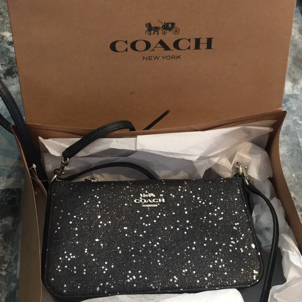 Coach F39656 Star Glitter Crossbody black Clutch